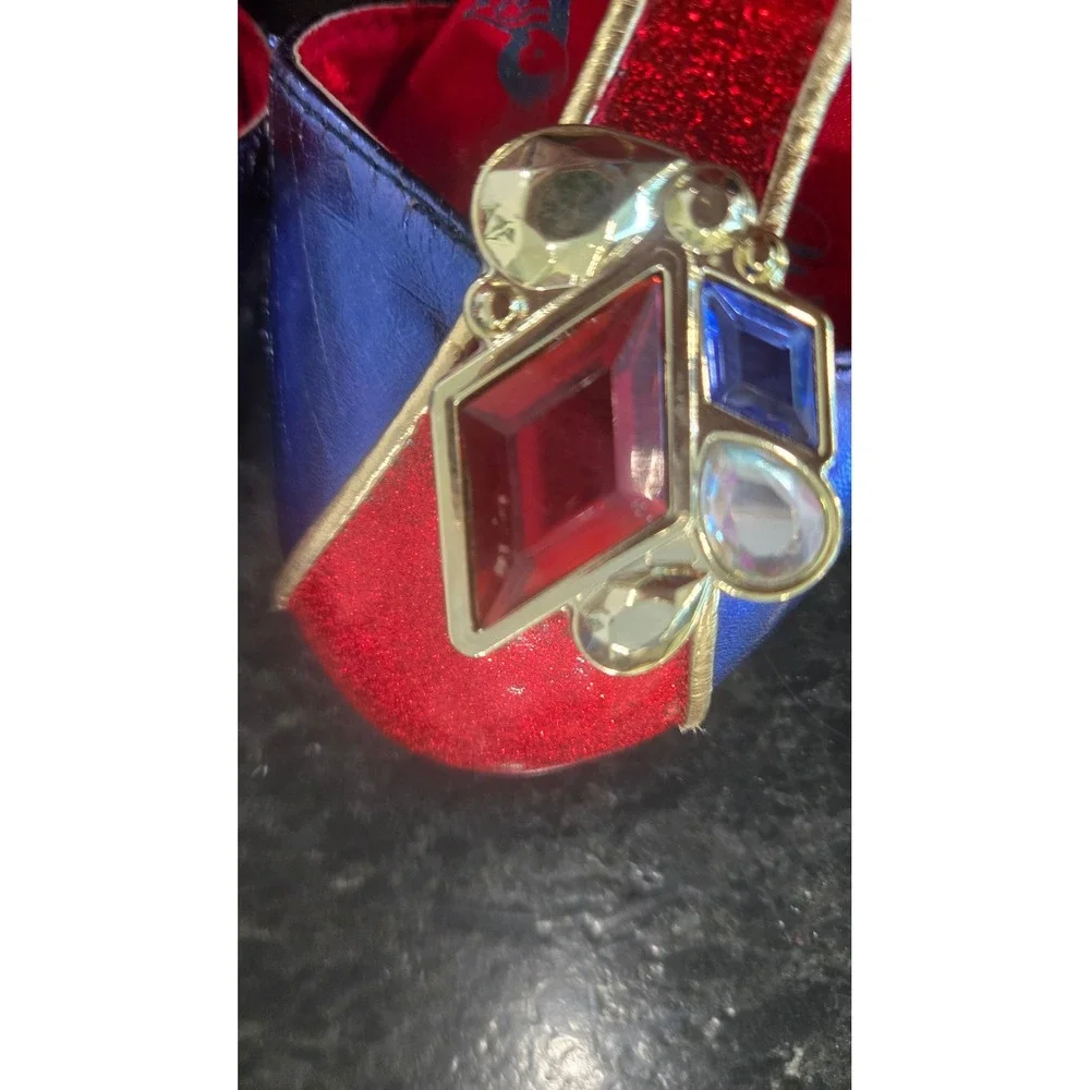 Disney Store Snow White Costume Shoes Red Blue Glitter Gemstone Girls Size‎ 13/1